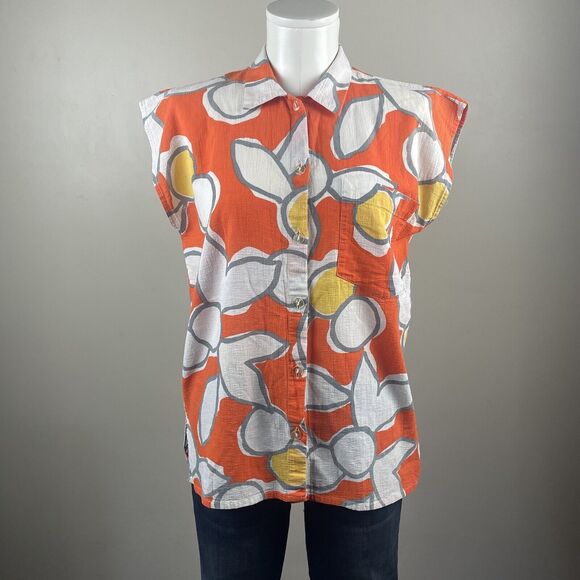 Rodier Paris Tops - Vintage Rodier Paris Womens Orange Print Short Sleeve Blouse size 40 US 10